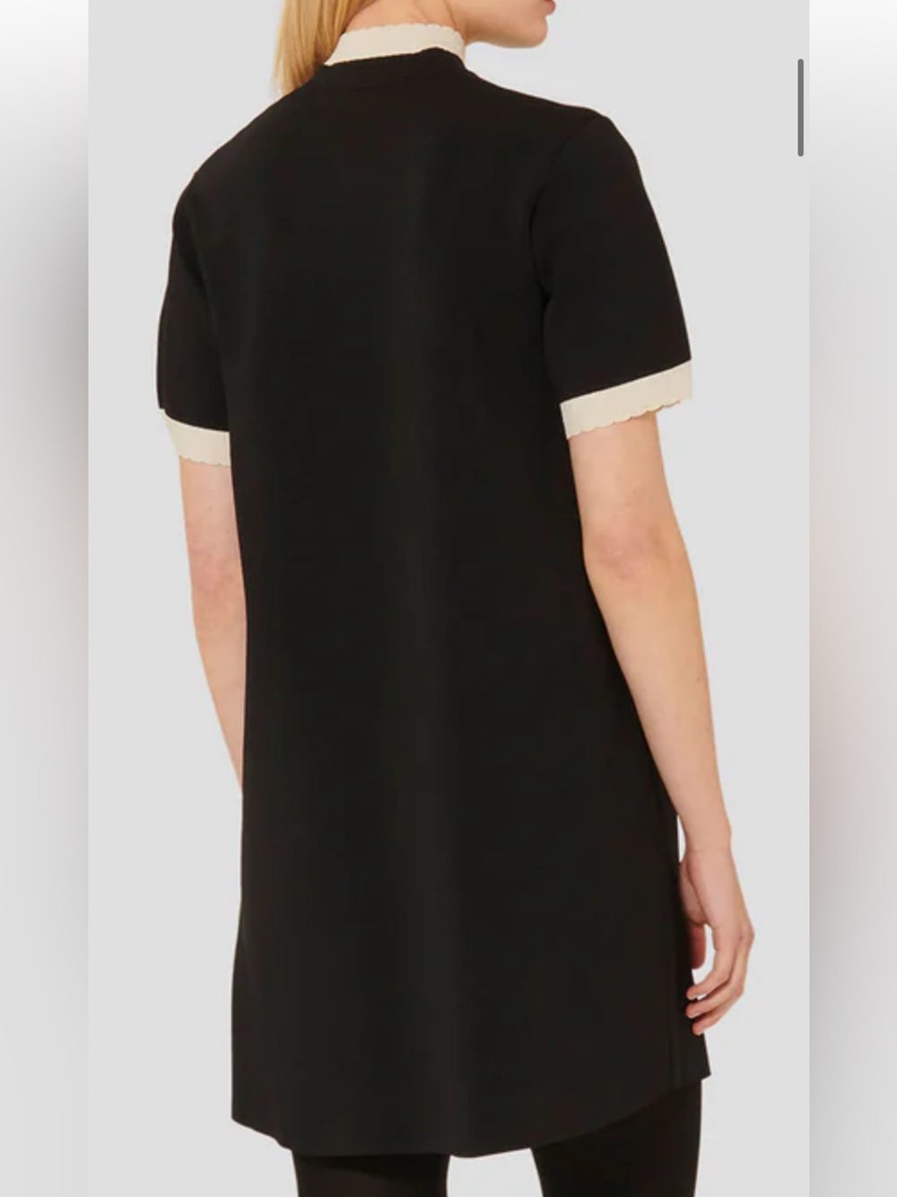 NWT Tara Jarmon Women’s Rosane Classic Black Mini Shift Dress with Pearls Size 4 - Picture 3 of 17